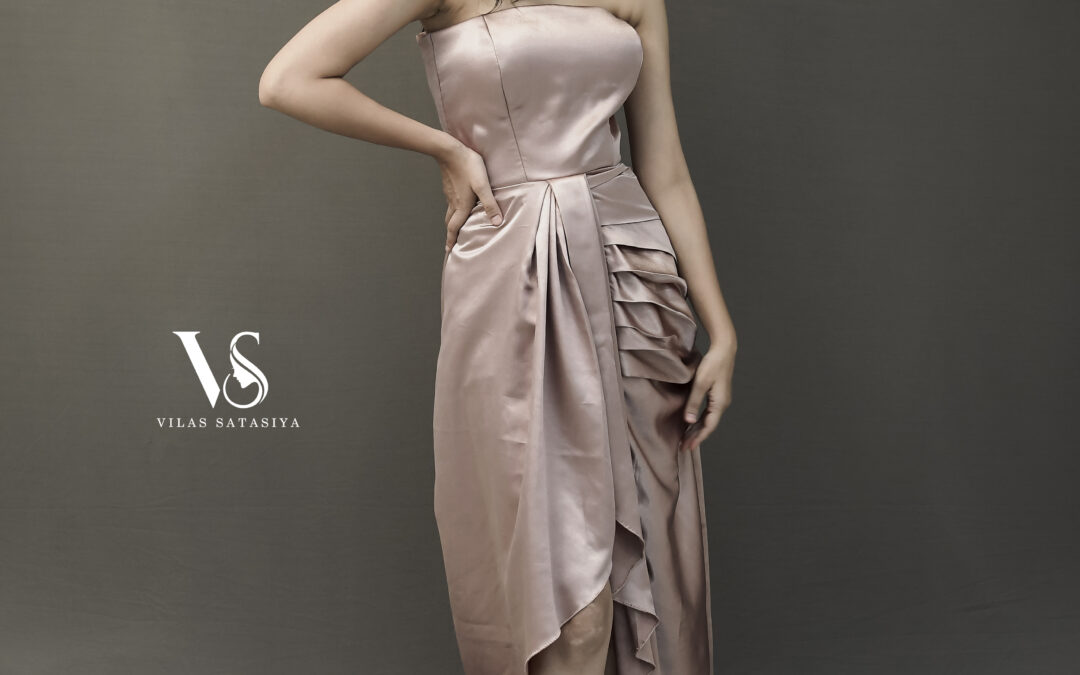 Unveiling Elegance: The Rose Pink Satin Gown by Harshil Design Studio